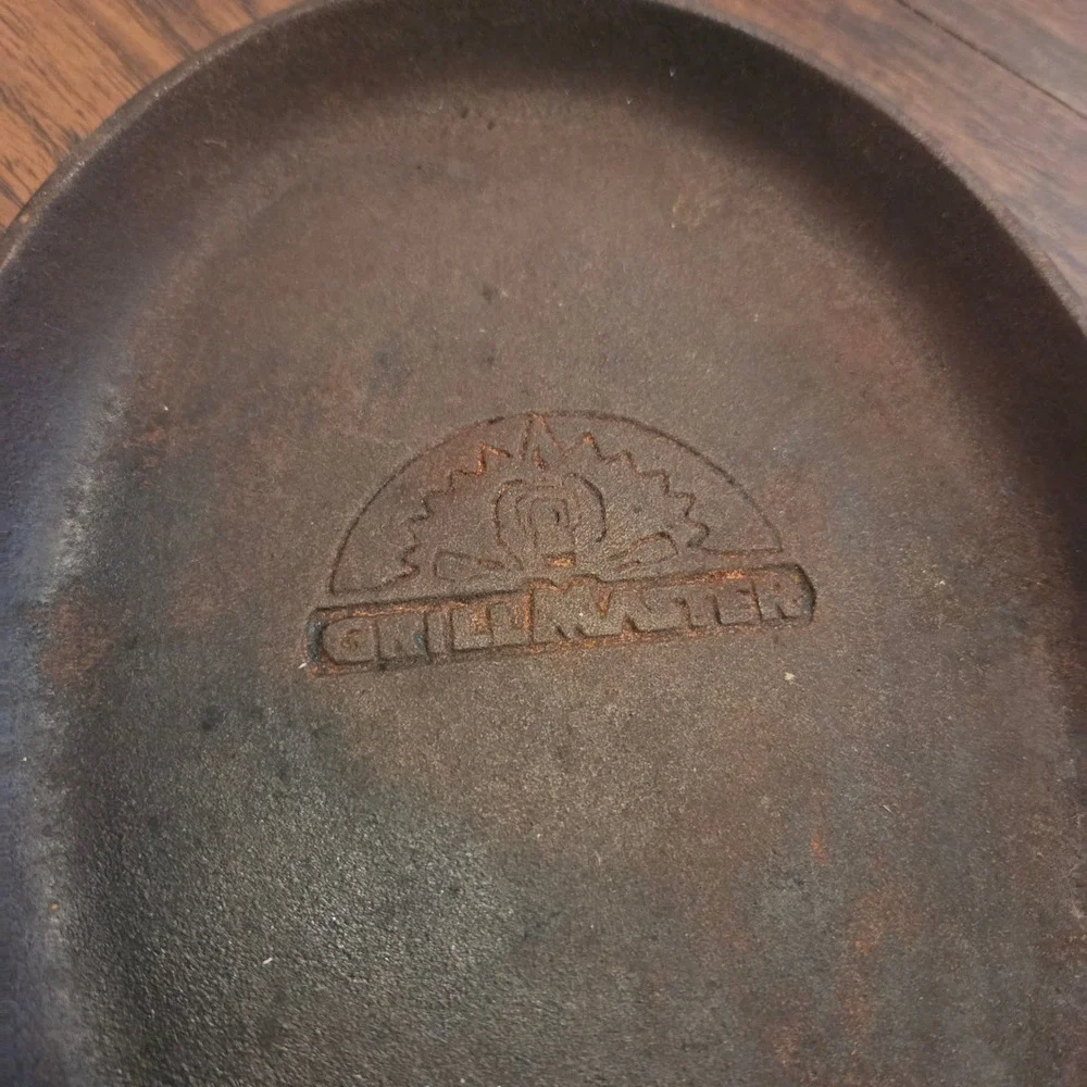 Grillmaster Oval Cast Iron Fajita Sizzler Pan Skillet 12.5 Inch Serving Platter